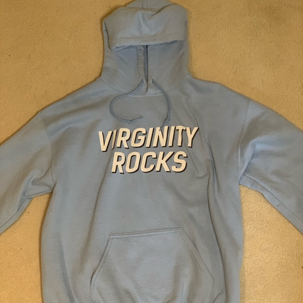 Virginity Rocks Light Blue Sweatshirt